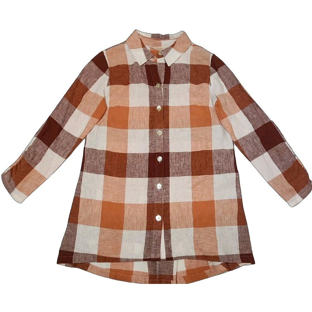 Soft Surroundings Size XS Ombre Plaid Button Down Zipper Back Detail